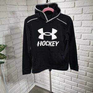 Under Armour Youths Size Large Fleece Lined Black Hockey Hoodie